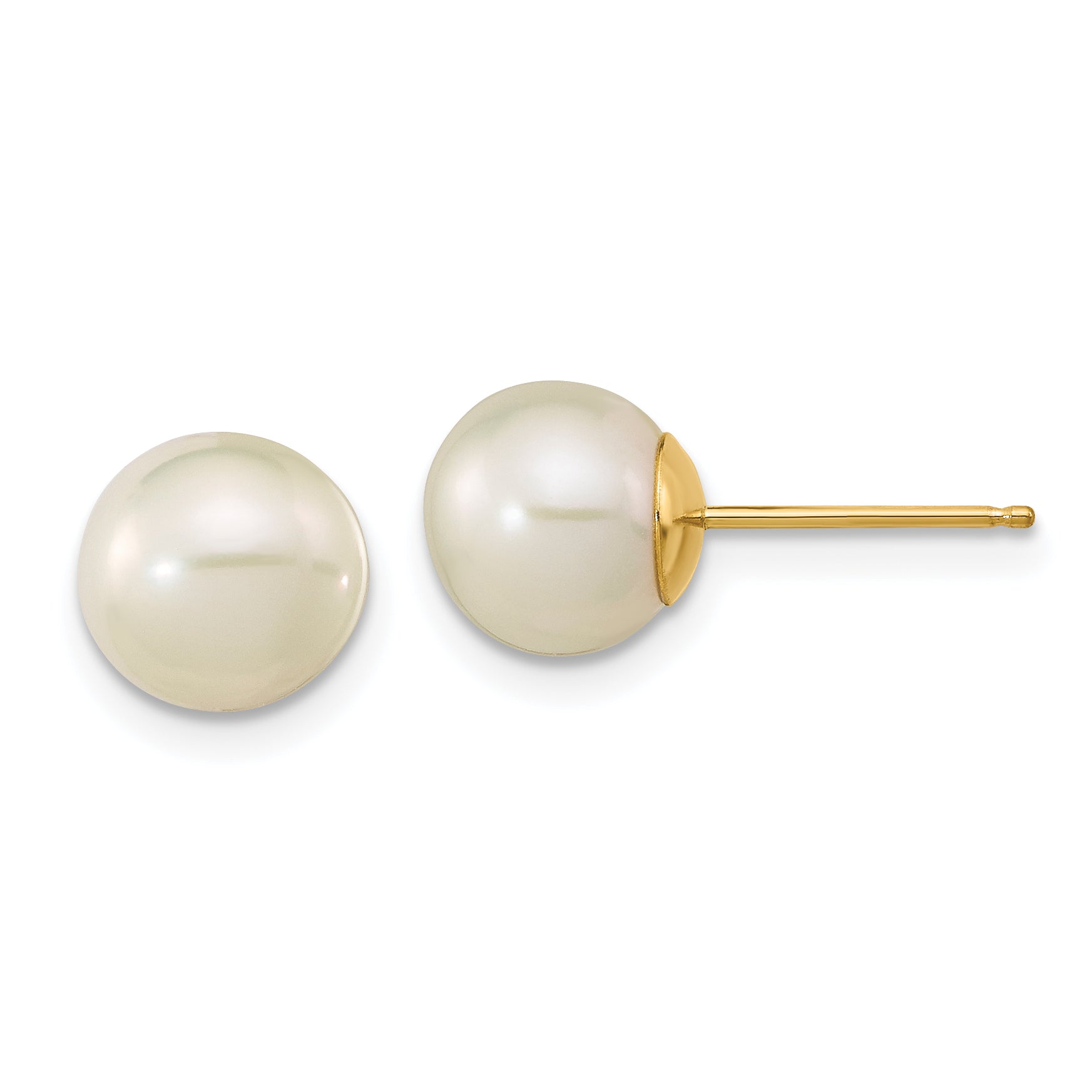 14K Madi K 7-8mm White Round Freshwater Cultured Pearl Stud Post Earrings Main image