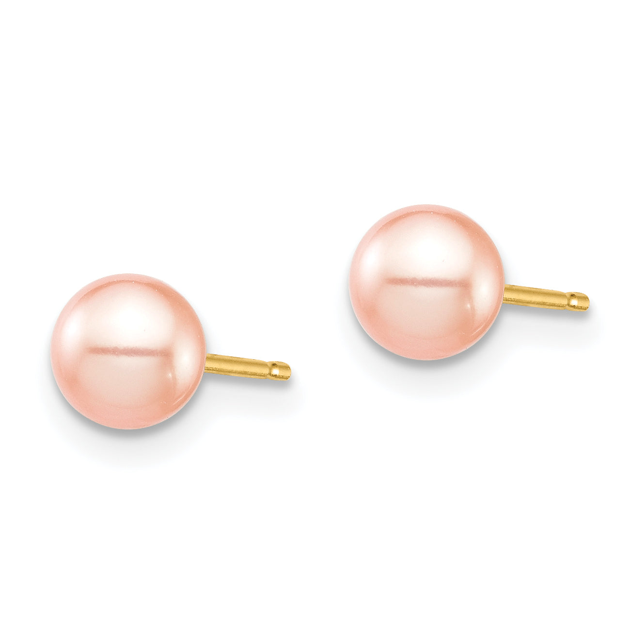 14K Gold Pink Cultured Pearl Stud Earrings, Polished & Nickel Free Secondary image