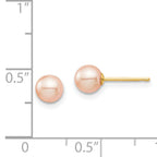 14K Gold Pink Cultured Pearl Stud Earrings, Polished & Nickel Free