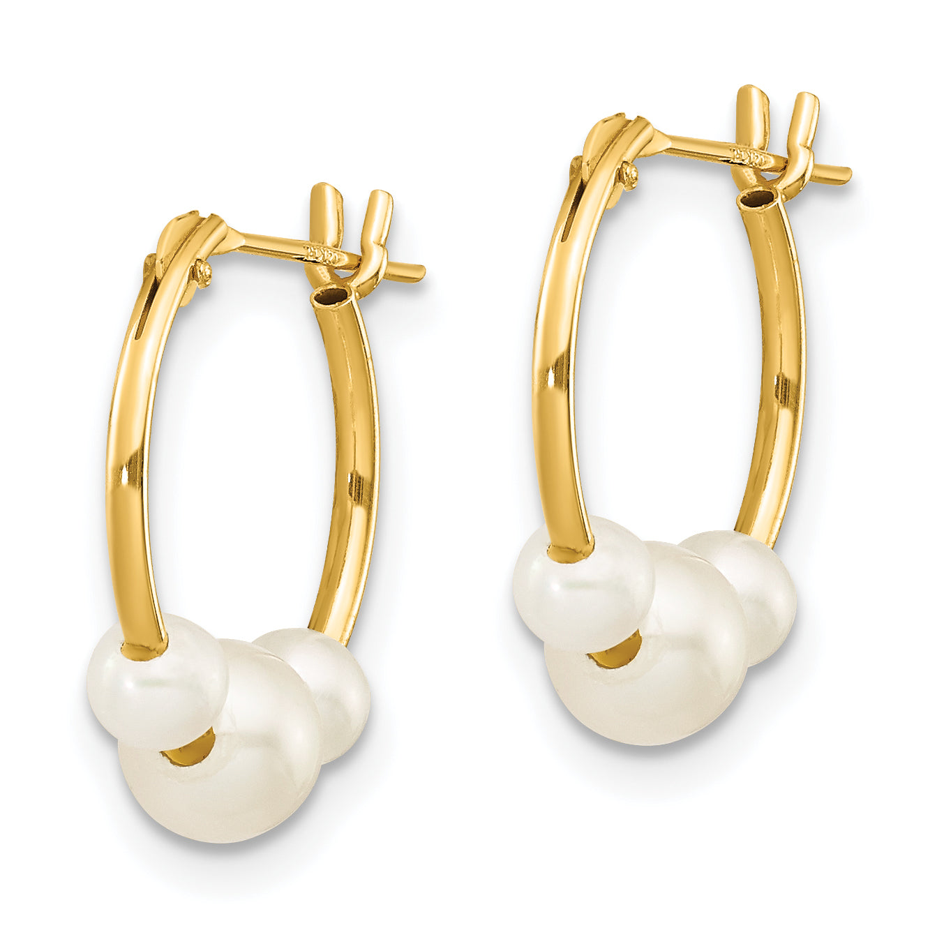 Freshwater Pearl Hoop Earrings in 14K Yellow Gold Secondary image
