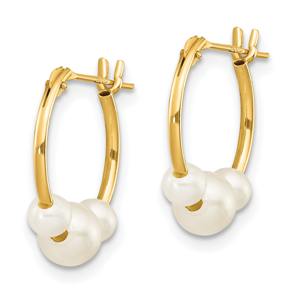 Freshwater Pearl Hoop Earrings in 14K Yellow Gold