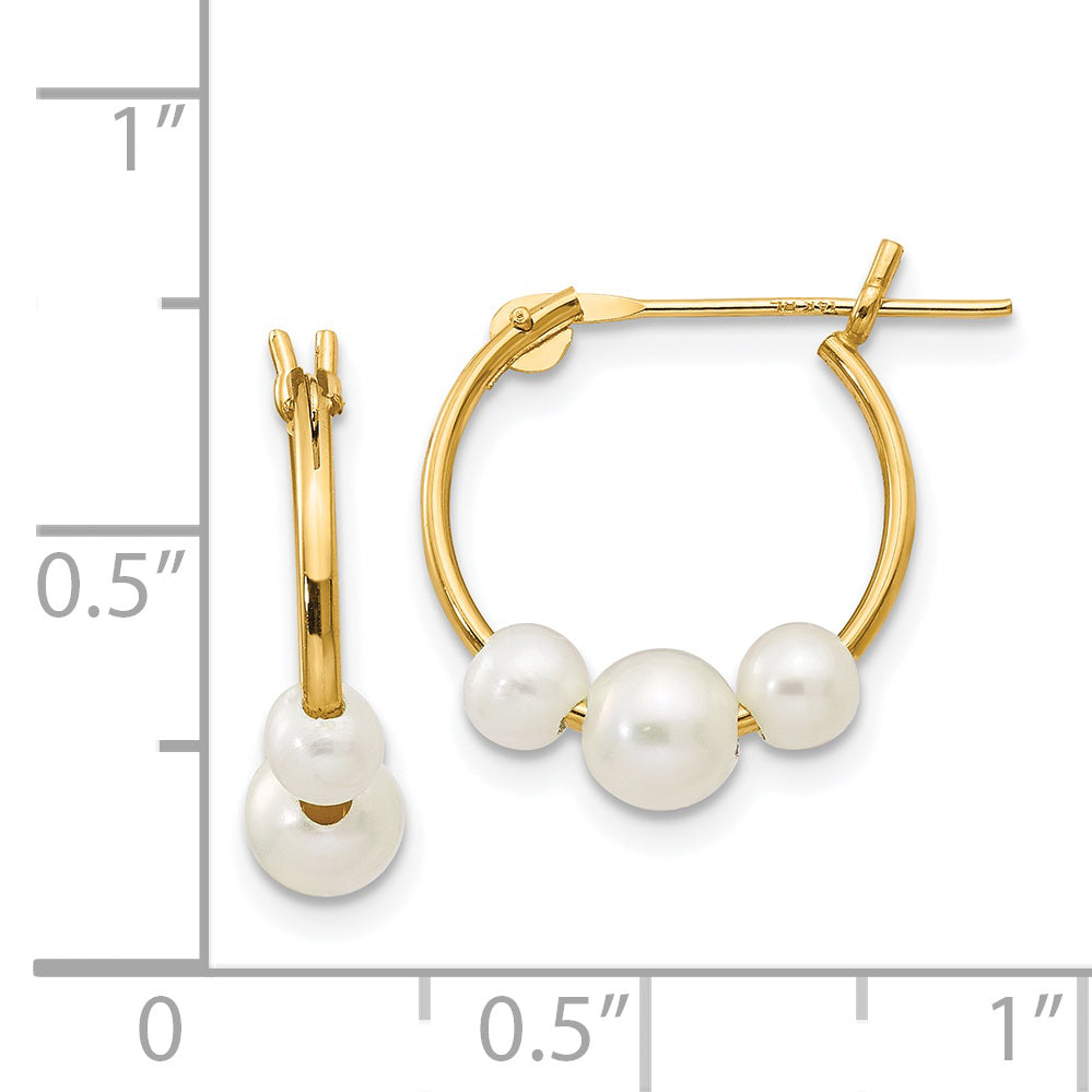 Freshwater Pearl Hoop Earrings in 14K Yellow Gold