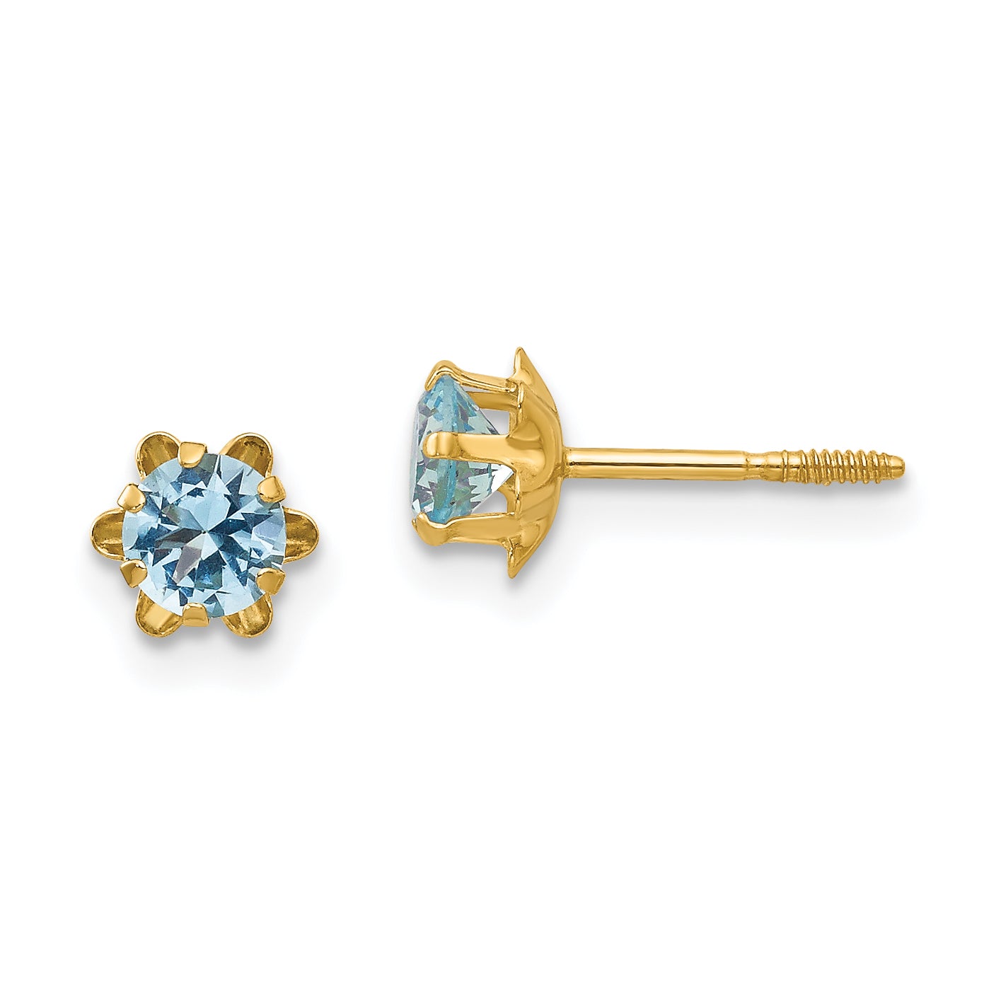 14k Madi K 4mm CZ Birthstone (Mar) Screwback Earrings Main image