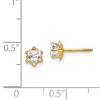 14K Gold April Birthstone CZ Stud Earrings with Screwback