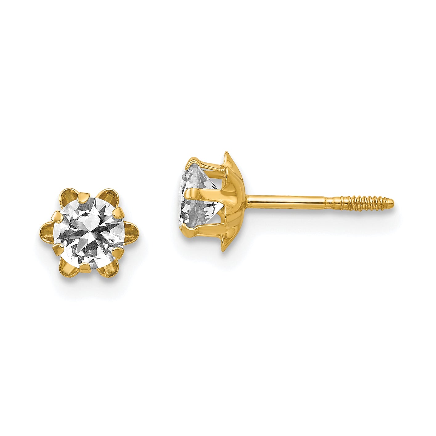 14k Madi K 4mm CZ Birthstone (Apr) Screwback Earrings Main image