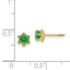 14K Gold May Birthstone Stud Earrings with Polished CZ
