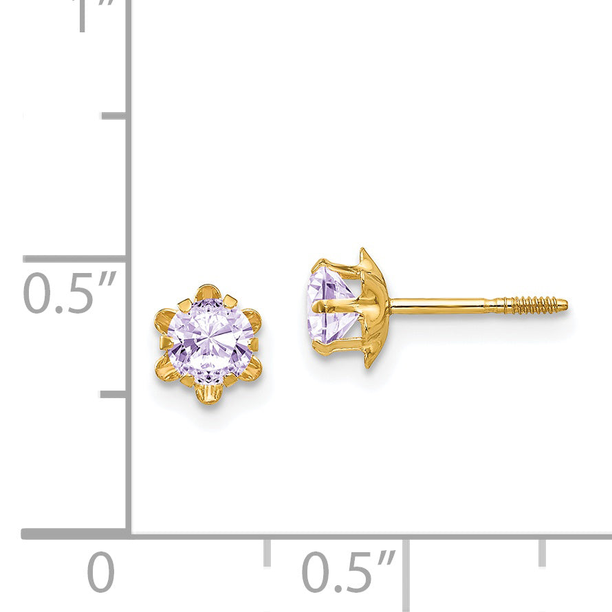 14k Madi K 4mm CZ Birthstone (Jun) Screwback Earrings