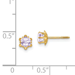 14k Madi K 4mm CZ Birthstone (Jun) Screwback Earrings