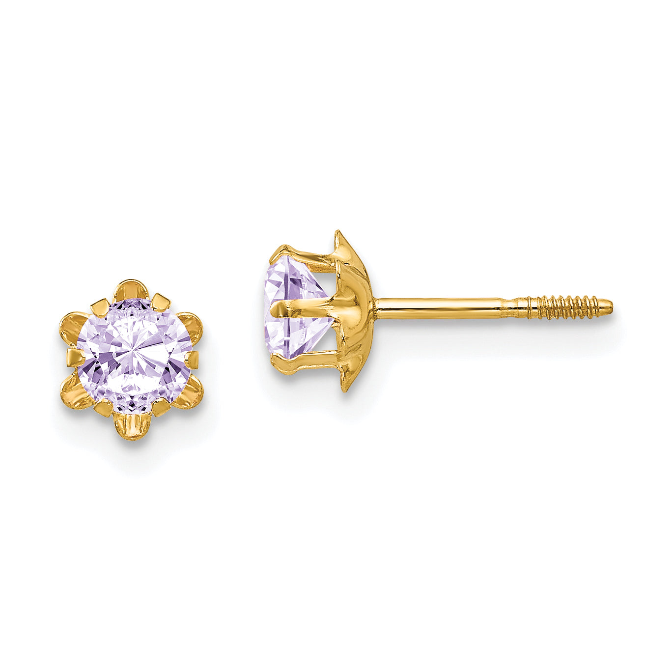 14k Madi K 4mm CZ Birthstone (Jun) Screwback Earrings Main image
