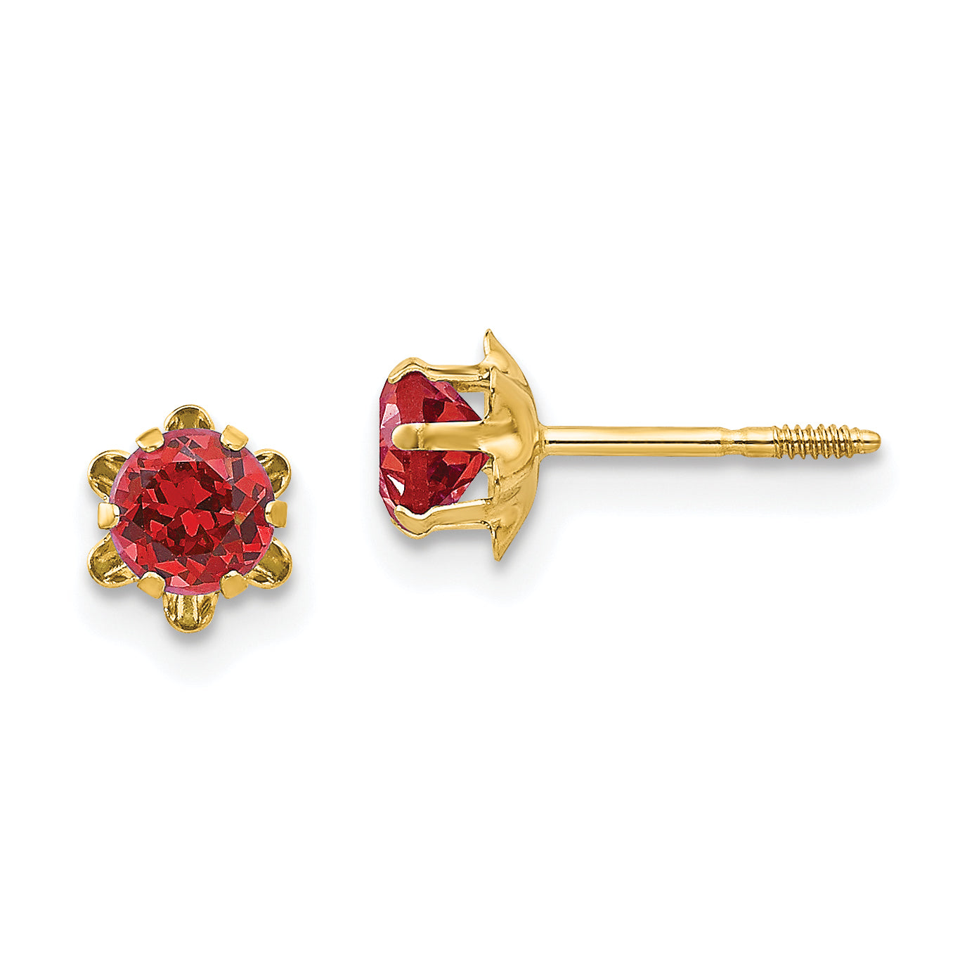 14k Madi K 4mm CZ Birthstone (Jul) Screwback Earrings Main image