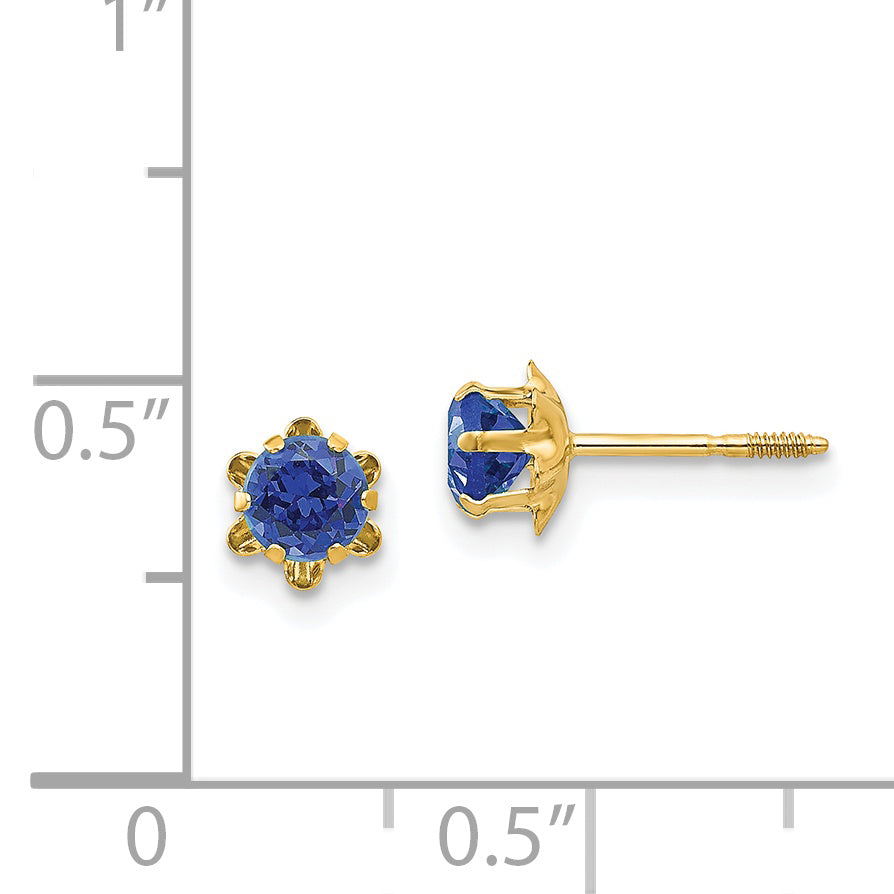 14k Madi K 4mm CZ Birthstone (Sep) Screwback Earrings