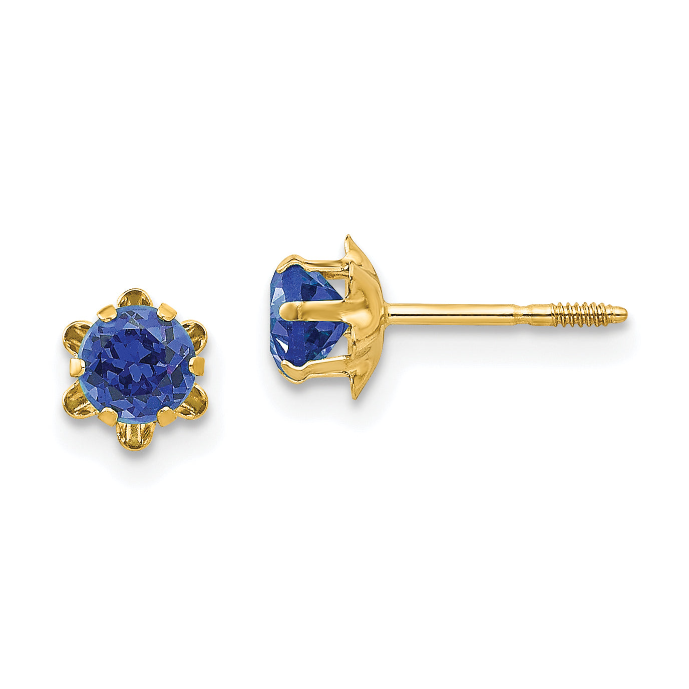 14k Madi K 4mm CZ Birthstone (Sep) Screwback Earrings Main image
