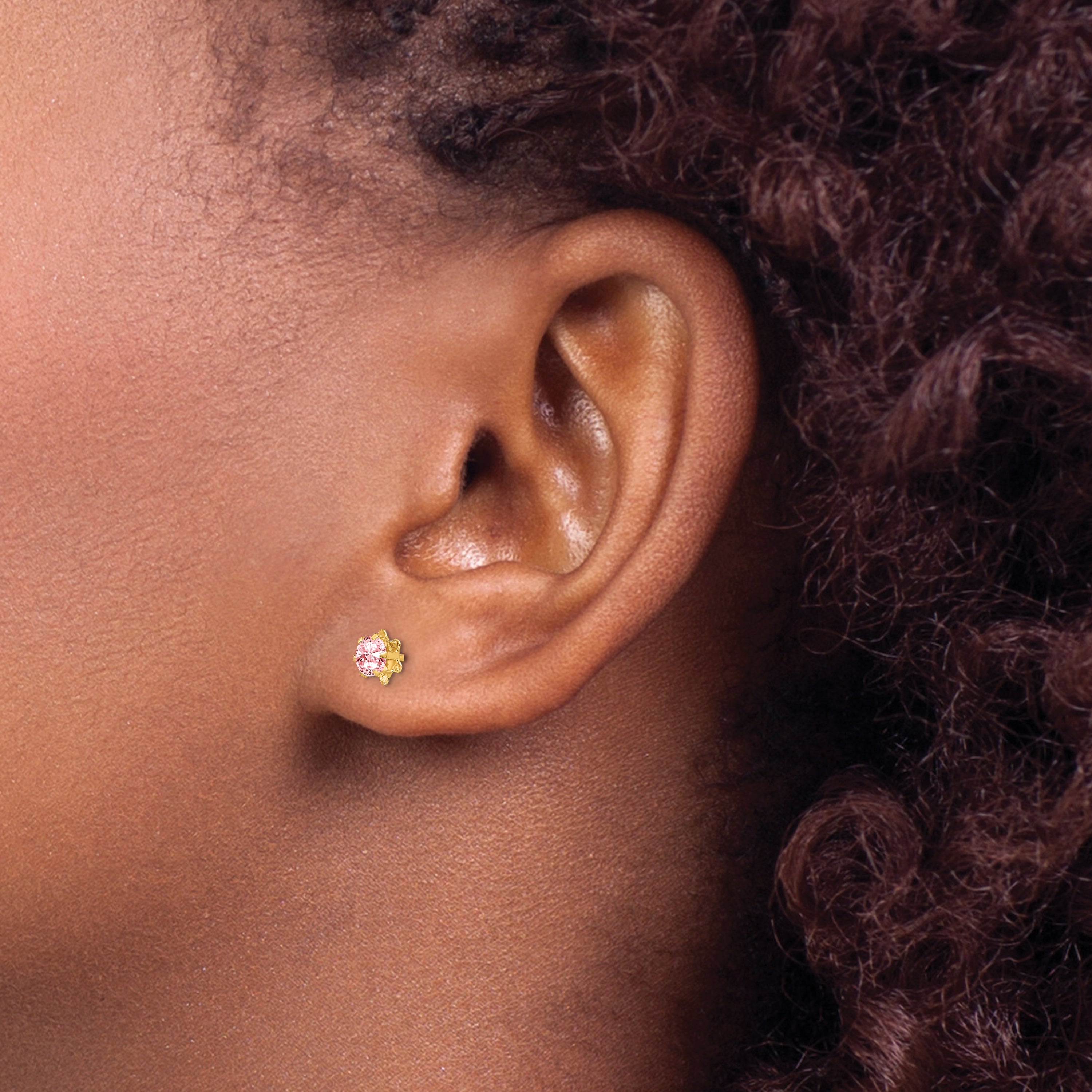 14k Madi K 4mm CZ Birthstone (Oct) Screwback Earrings