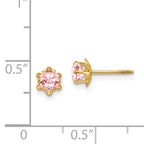 14K Gold October Birthstone Earrings with Pink CZ and Screwback