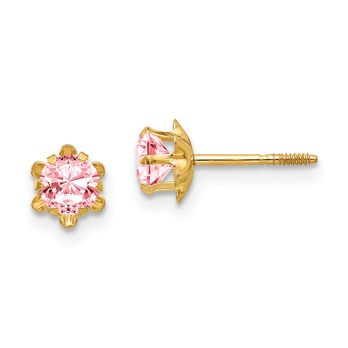 14k Madi K 4mm CZ Birthstone (Oct) Screwback Earrings Main image