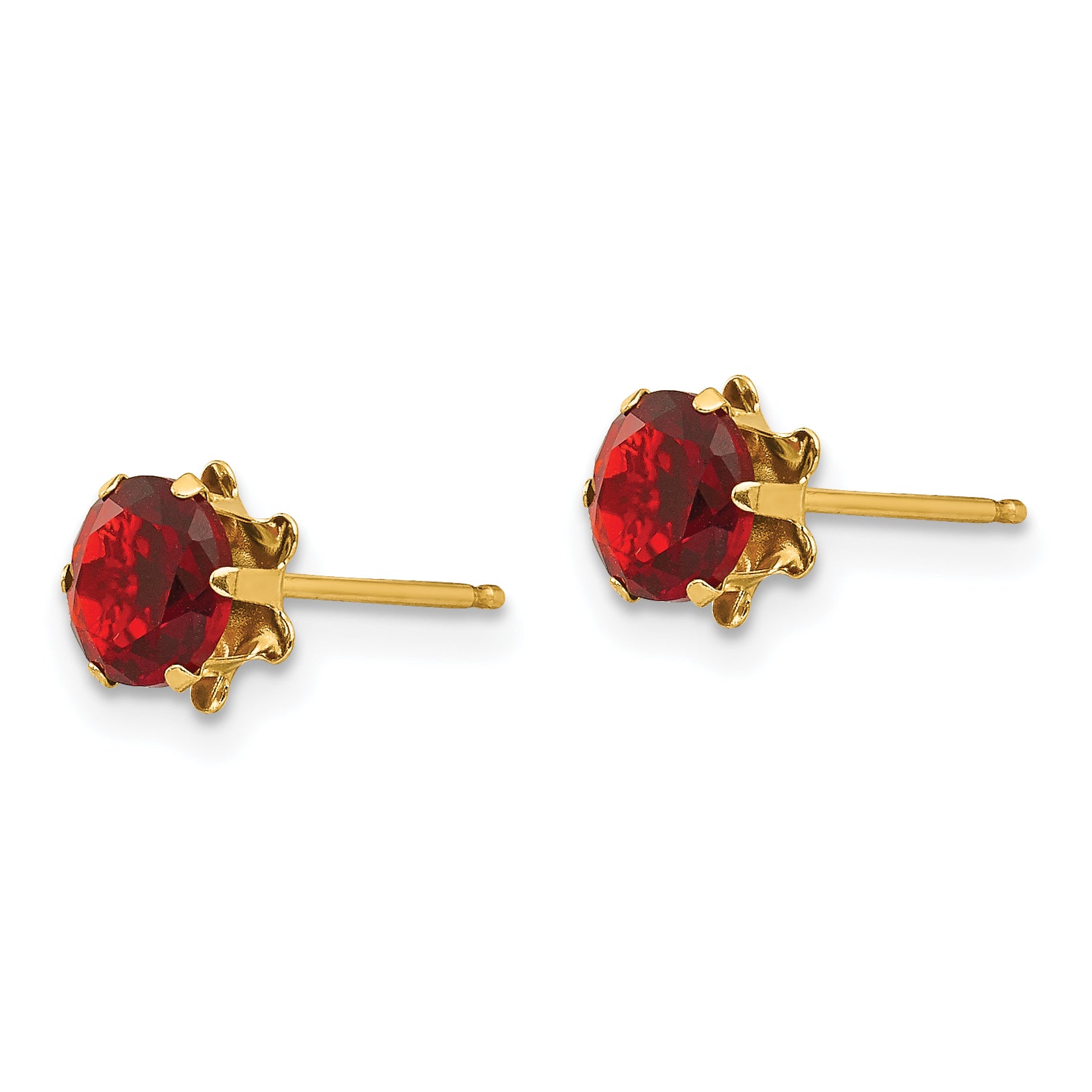 14K Gold Birthstone Stud Earrings with Polished CZ for January Secondary image