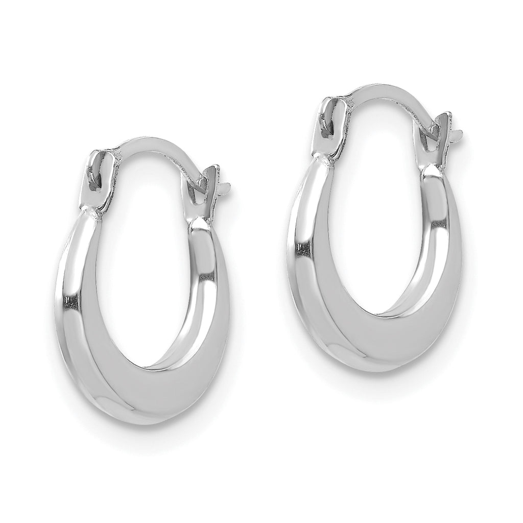 14K White Gold Polished Hoop Earrings with Rhodium Finish