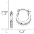 14K White Gold Polished Hoop Earrings with Rhodium Finish