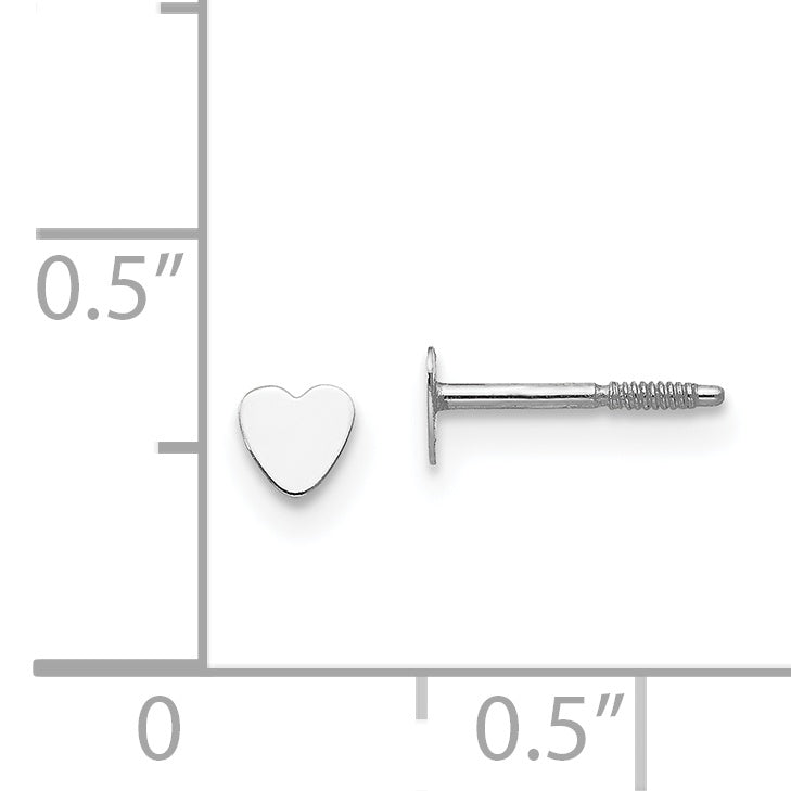 Tiny Heart Screwback Stud Earrings in 14K White Gold