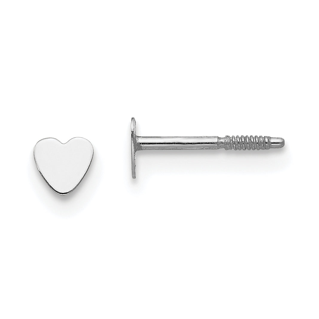 14k White Gold Madi K Tiny Heart Baby Post Earrings Main image