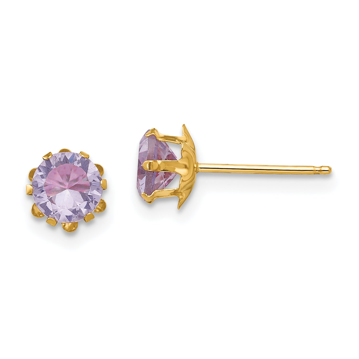 14k Madi K 5mm CZ Birthstone (Feb) Earrings Main image
