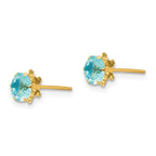 14K Gold CZ March Birthstone Stud Earrings Polished Nickel Free