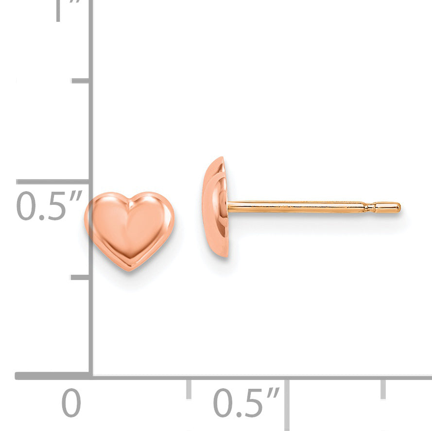 Children's Heart Post Earrings in 14K Rose Gold