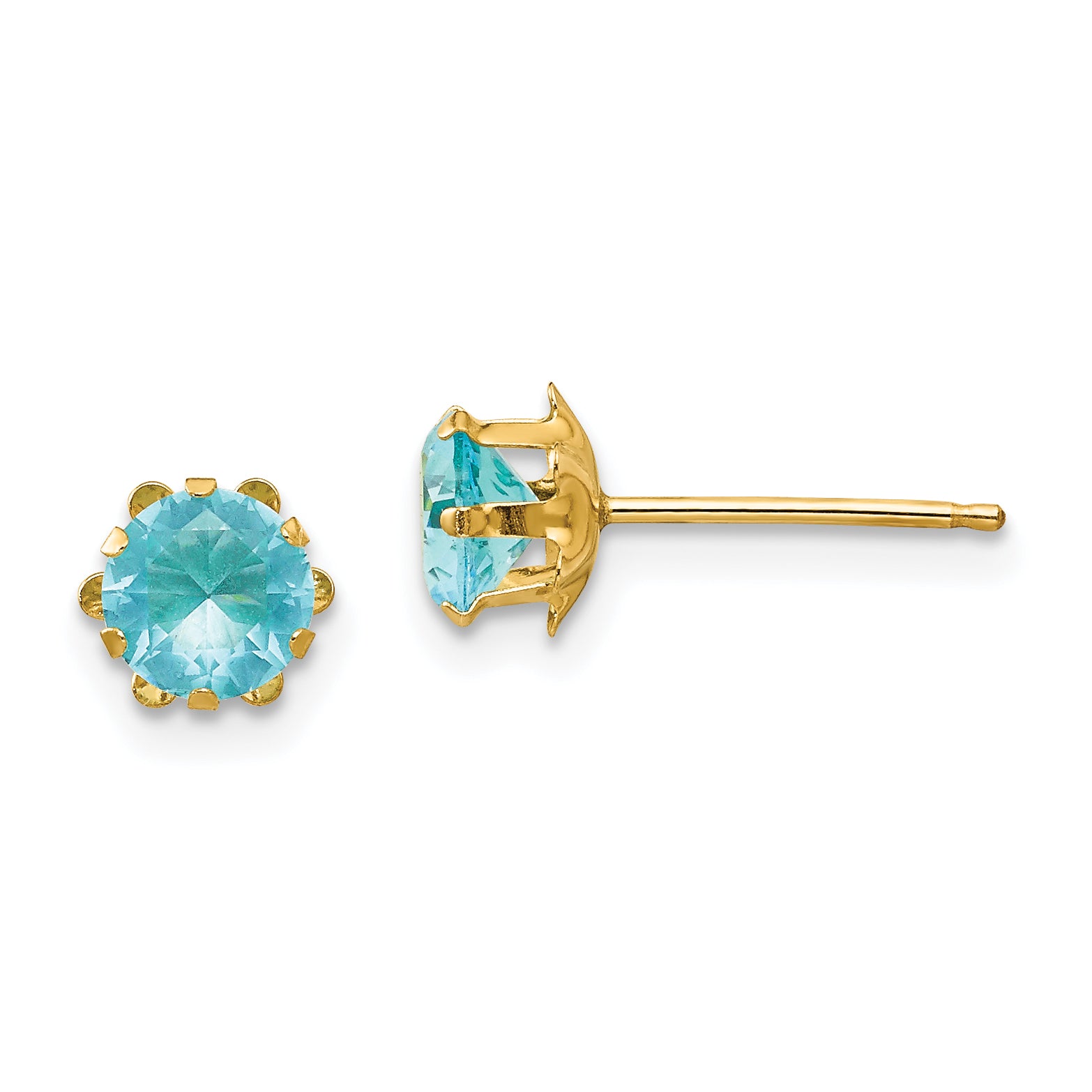 14k Madi K 5mm CZ Birthstone (Mar) Earrings Main image