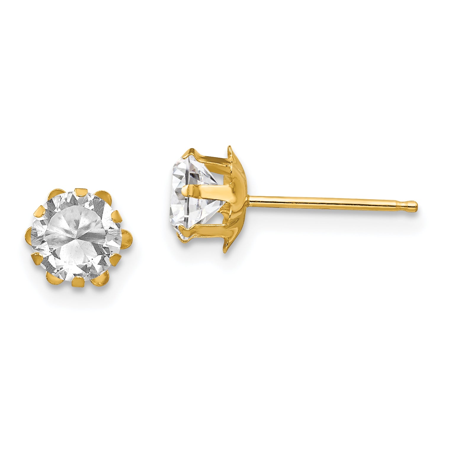 14k Madi K 5mm CZ Birthatone (Apr) Earrings Main image