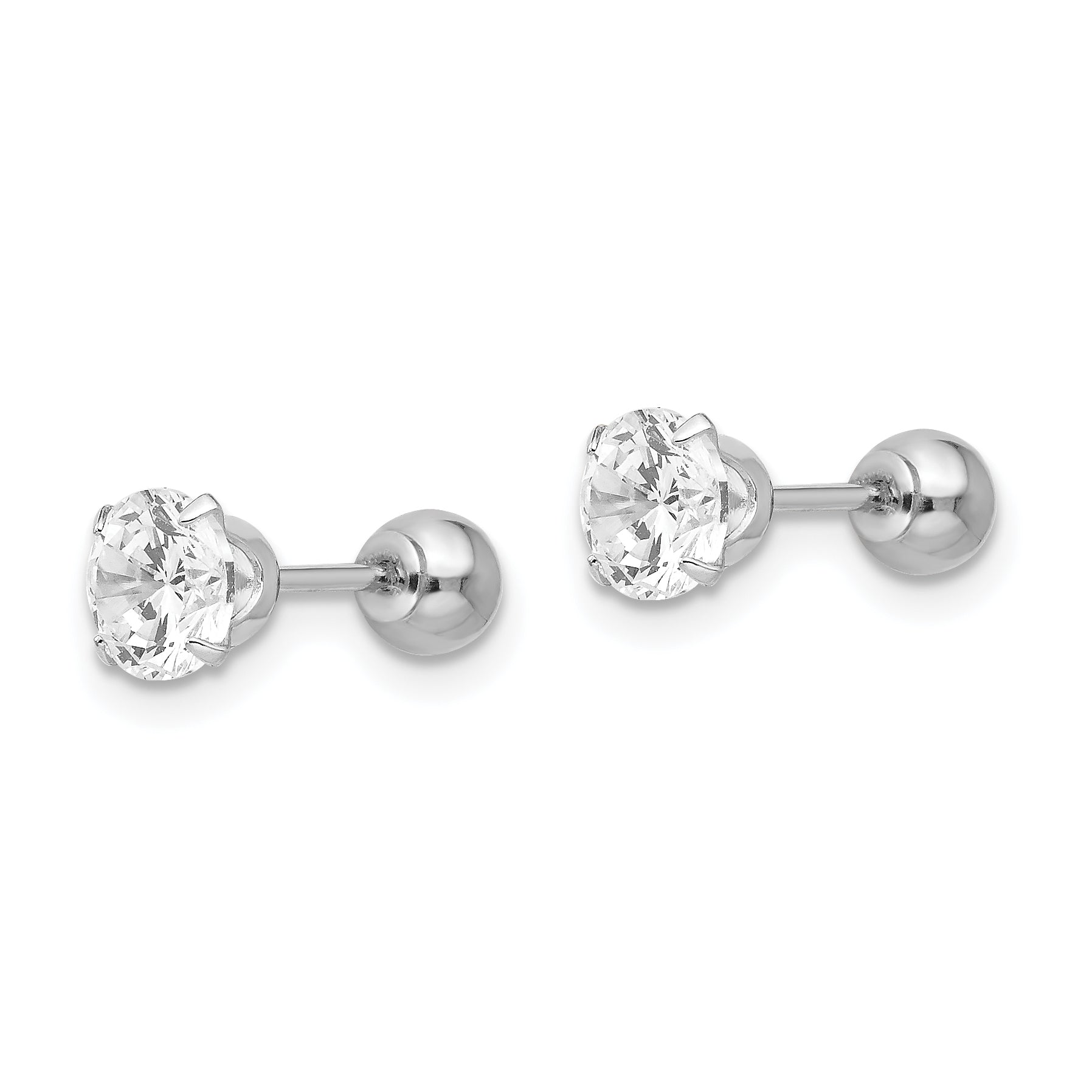 Sophia Jewelers 14K White Gold Reversible CZ Ball Stud Earrings Secondary image
