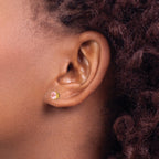 14K Gold Pink CZ October Birthstone Stud Earrings for Women