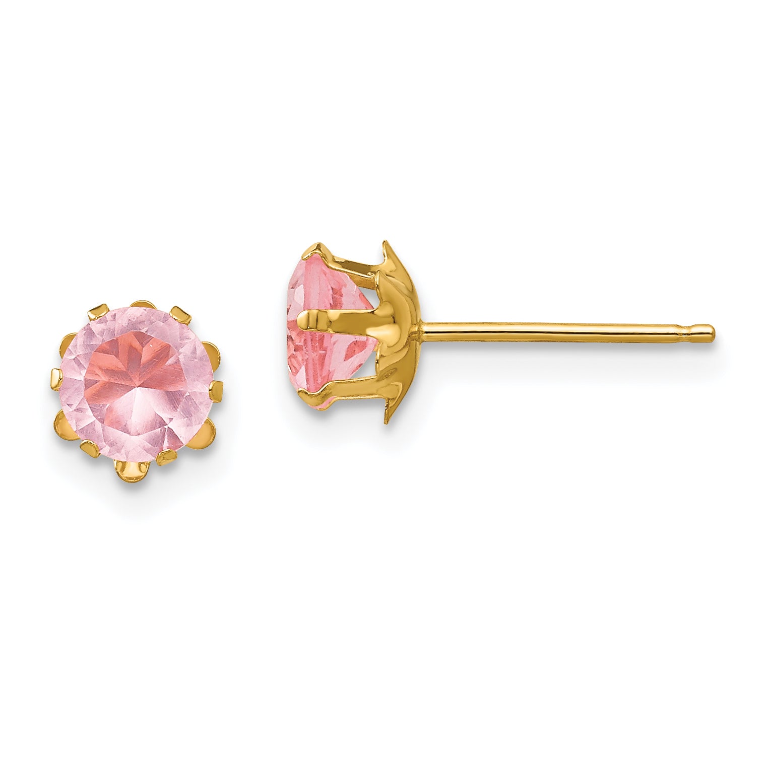 14k Madi K 5mm CZ Birthstone (Oct) Earrings Main image