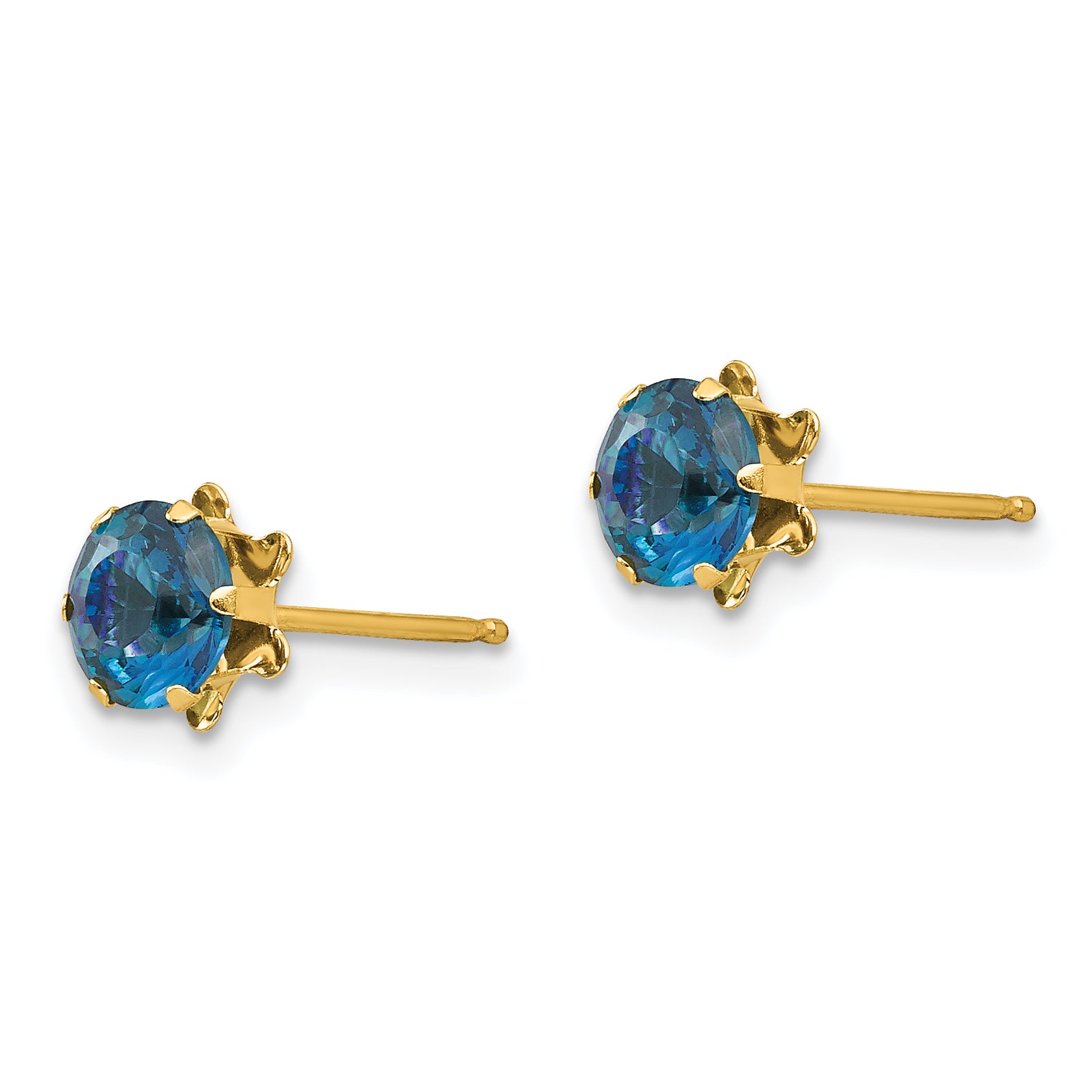 14K Gold December Birthstone CZ Stud Earrings for Women Secondary image