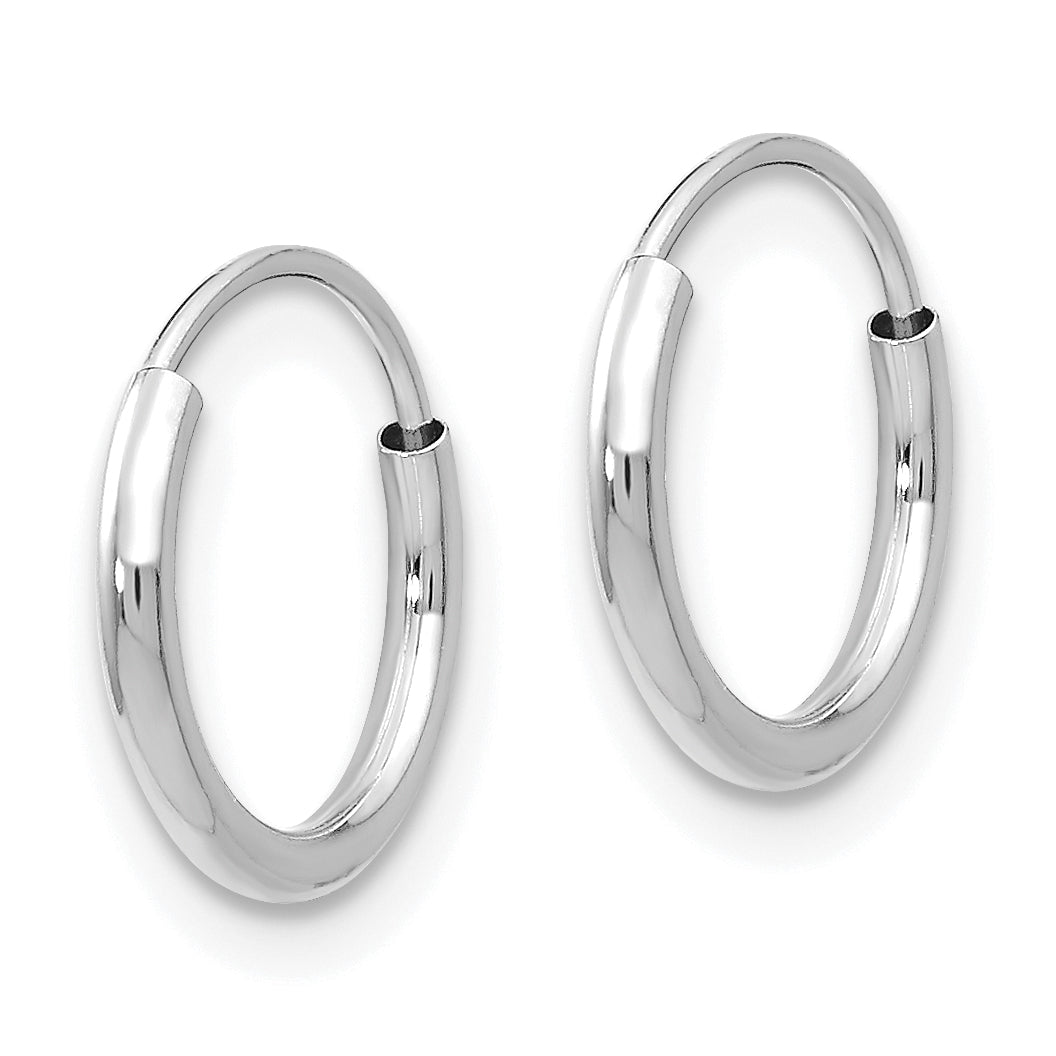 14K White Gold Endless Hoop Earrings with Polished Rhodium Finish Secondary image