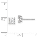 14K White Gold Square CZ Stud Earrings with Polished Rhodium Finish