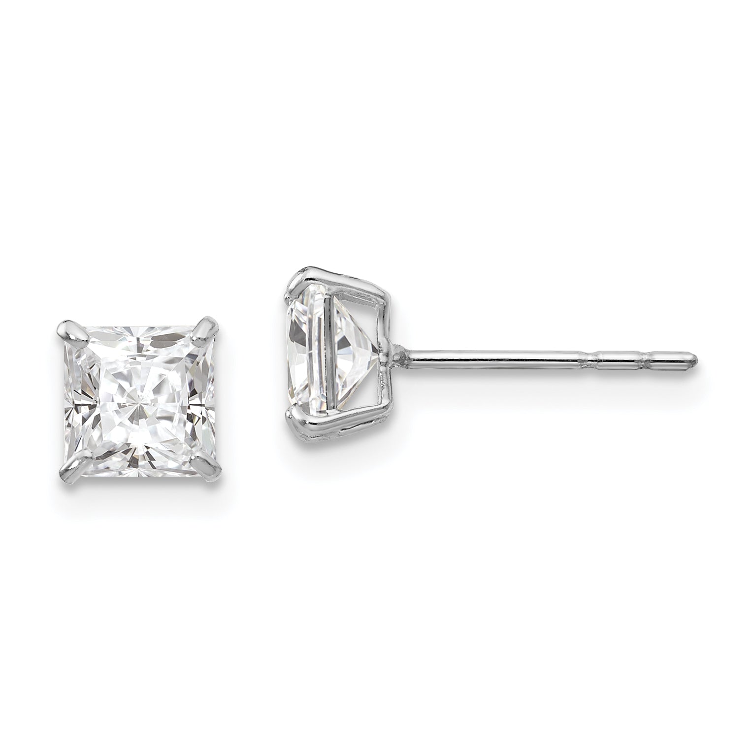 14k White Gold Madi K 5mm Square CZ Post Earrings Main image