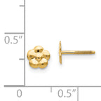 14K Gold Polished Flower Earrings with Post Back for Women