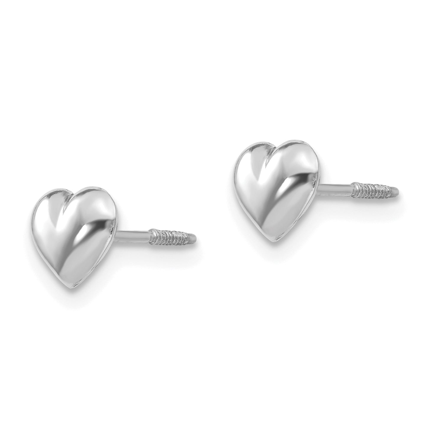 14K White Gold Puff Heart Earrings with Polished Finish Secondary image