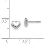 14K White Gold Puff Heart Earrings with Polished Finish