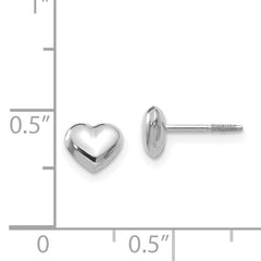 14k Madi K White Gold Puff Heart Post Earrings