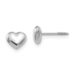 14k Madi K White Gold Puff Heart Post Earrings