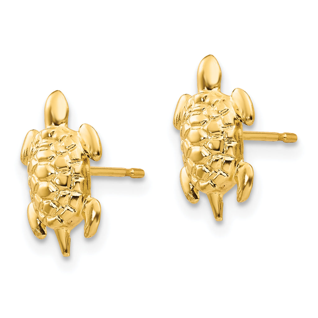 14K Gold Turtle Post Earrings with Polished Finish Nickel Free