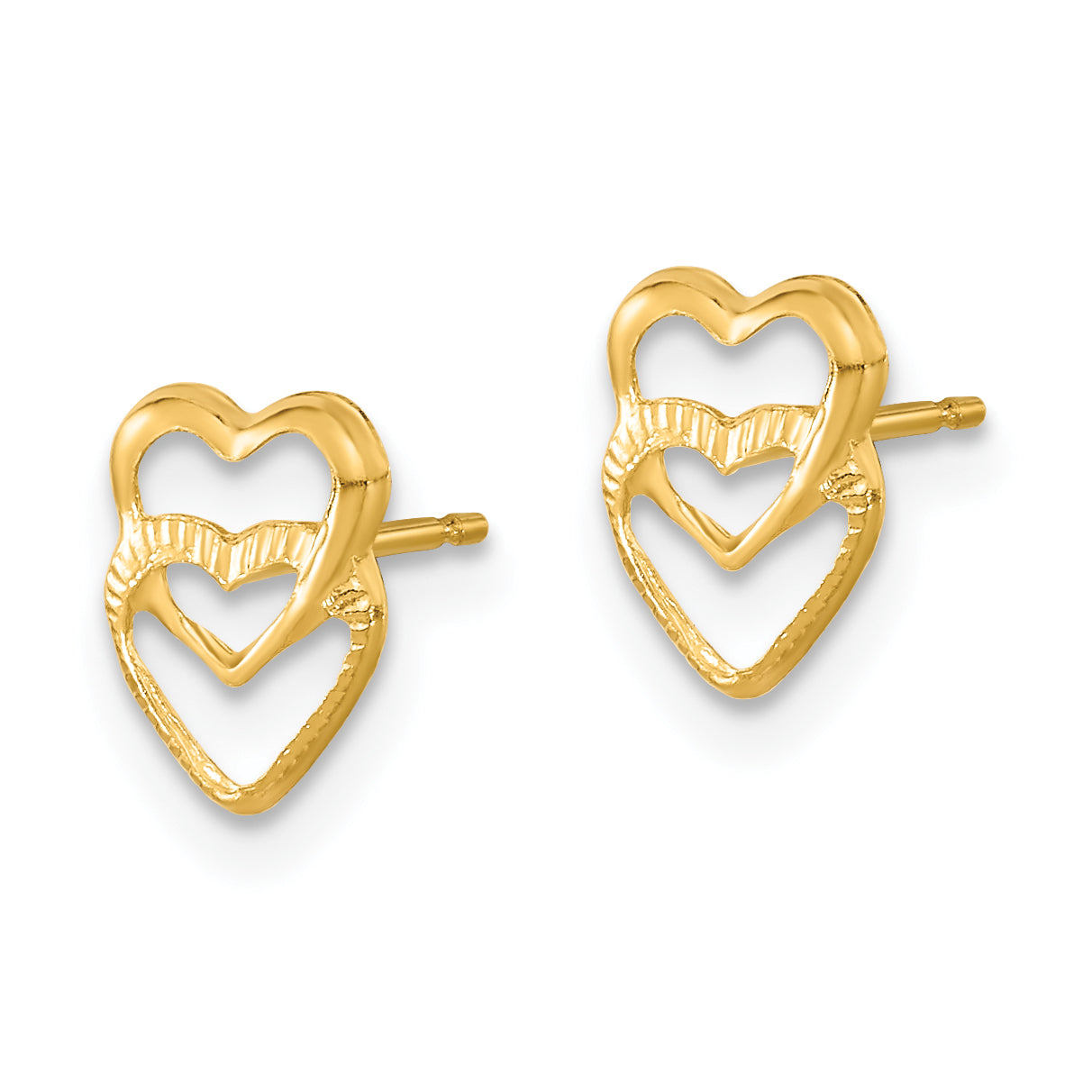 14K Gold Polished Heart Earrings for Women with Nickel-Free Comfort