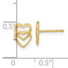 14K Gold Polished Heart Earrings for Women with Nickel-Free Comfort