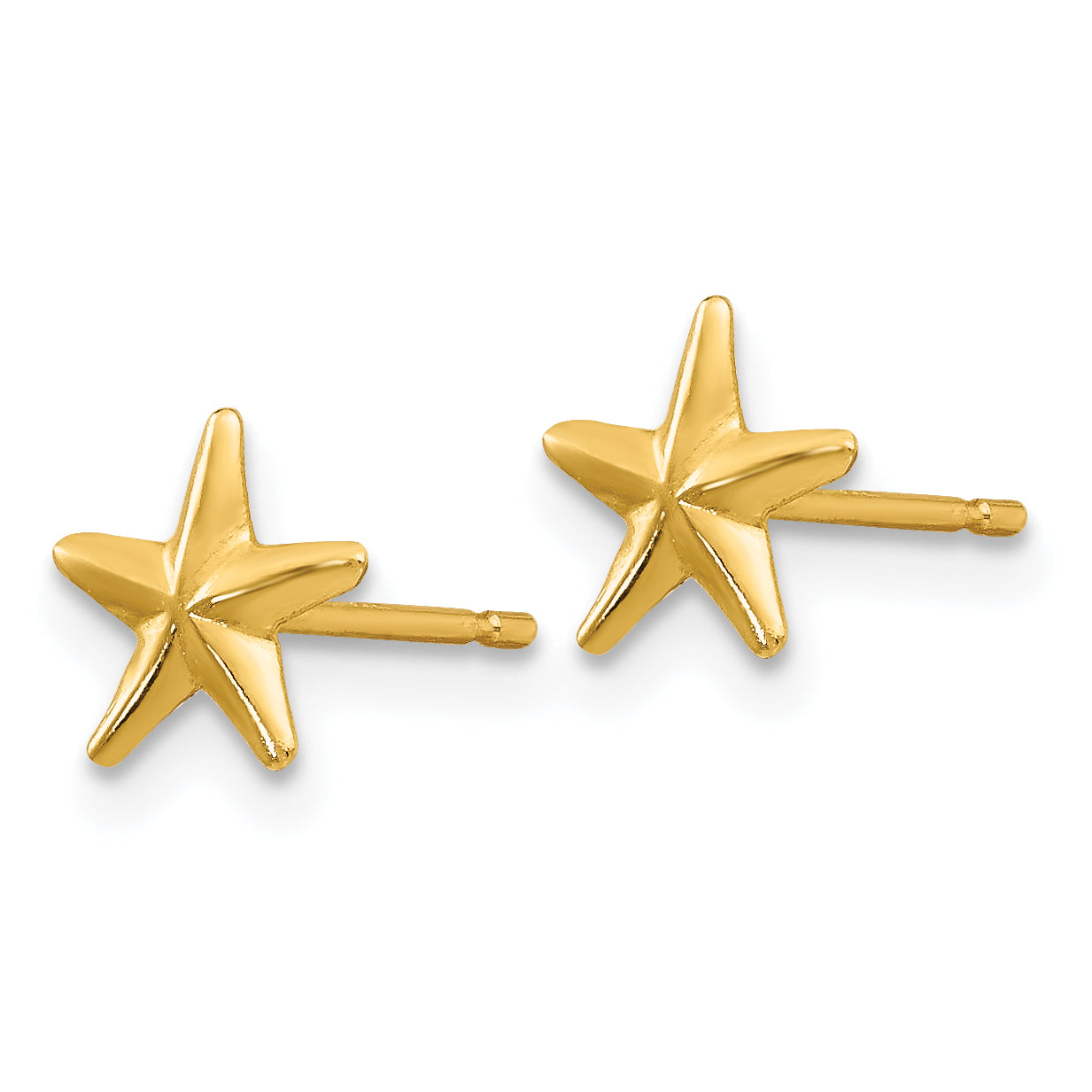 14K Gold Polished Button Earrings with Nickel-Free Design Secondary image