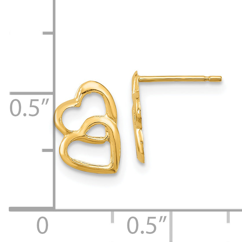 14K Gold Polished Heart Earrings for Women Nickel Free Elegance