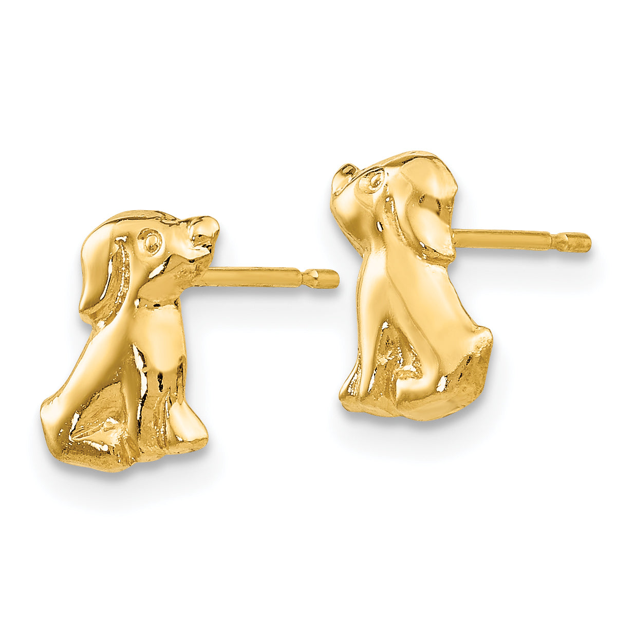 14K Gold Women's Dog Post Earrings with Polished Finish and Nickel Free