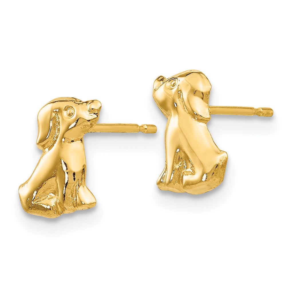 14K Gold Women's Dog Post Earrings with Polished Finish and Nickel Free