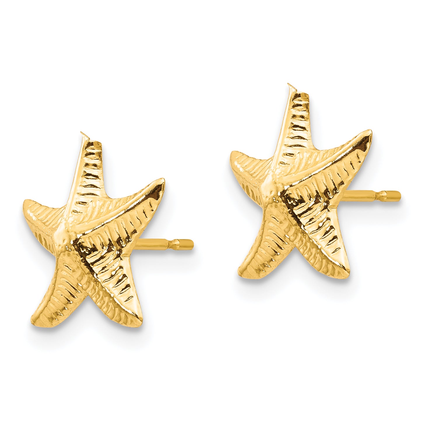 14K Yellow Gold Starfish Earrings with Polished Finish and Nickel-Free Design Secondary image