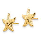 14K Yellow Gold Starfish Earrings with Polished Finish and Nickel-Free Design